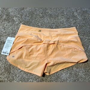 NWT Lululemon Orange Peach Speed Up HR Shorts 2.5” Lined  size 12